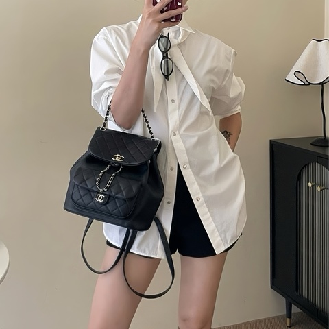 香奈兒黑金 DUMA 後背包｜晶片款｜近新附購證✨