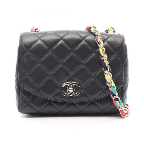 香奈兒 (CHANEL) 絎縫鏈條肩背斜背包 AS2411 羊皮 黑色 金色五金 二手