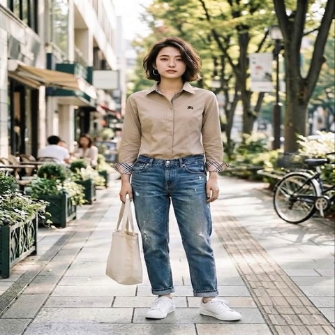 BURBERRY 藍標 反折經典格紋彈性戰馬襯衫