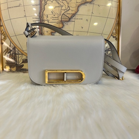 Delvaux德爾沃 lingot小號 box calf牛皮 斜挎包 灰色
