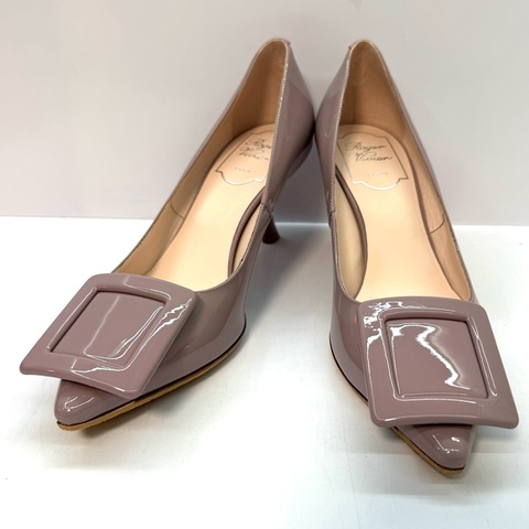 ROGER VIVIER 方扣亮面高跟鞋 藕紫色 #36.5