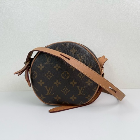 LV路易威登/LOUIS VUITTON BOITE CHAPEAU小號 棕色塗層帆布老花圓餅包單肩包斜挎包 金色五金 2020年