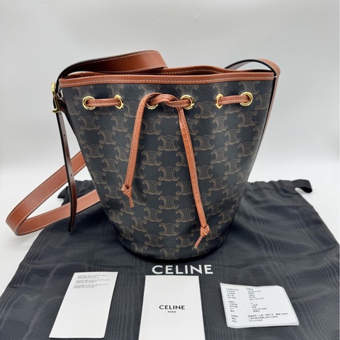 Celine賽琳 老花凱旋門抽繩水桶包 21年