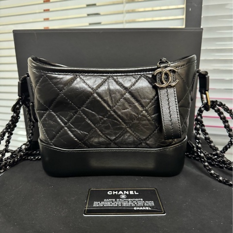 chanel 香奈兒Cheney 小號so black流浪黑金油蠟皮復古菱格鏈條