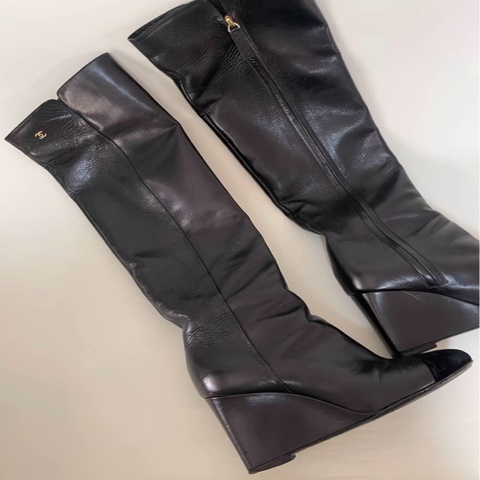 Chanel ✨坡跟全皮長靴 37.5