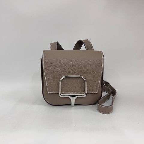 Hermes 18Etoupe大象灰Epsom皮銀釦Della Cavalleria Mini斜背包