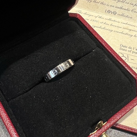Cartier 卡地亞窄版白金戒指 指圈50號