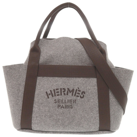 愛馬仕 Sac de Pansage 新郎毛氈 Grimoyen 銀色五金 Z 印章 (2021) 2 路手提包 0264HERMES