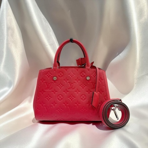 莉亞精品♡ LV M41194 壓紋蒙田包BB 紅色 二手美包