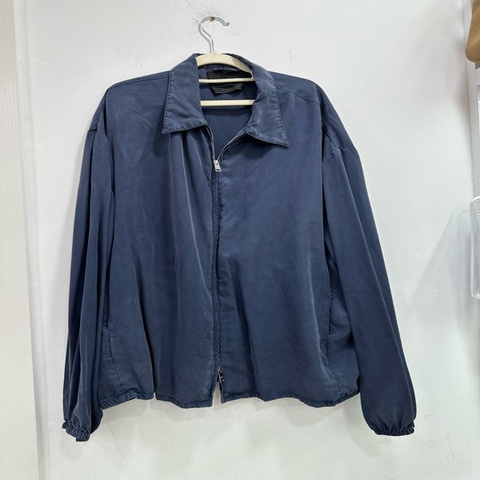 Prada 真絲夾克100%桑蠶絲水洗出法工藍配色夾克 L碼