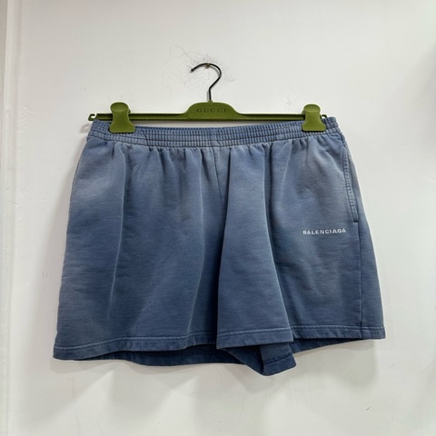 BALENCIAGA巴黎世家霧霾藍水洗做舊短褲 XS碼