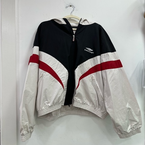 Balenciaga 秀款黑白紅拼接校服衝鋒衣 S碼