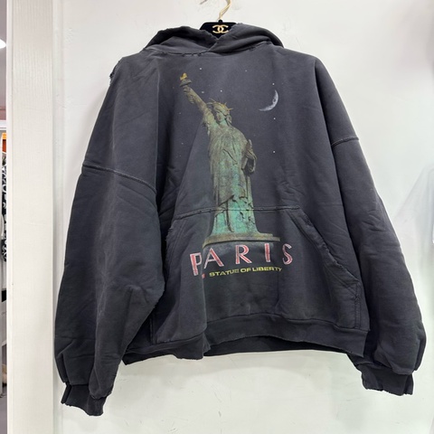 Balenciaga巴黎世家 圖案印花連帽長袖 衛衣 寬松版型 男款 黑色 3碼