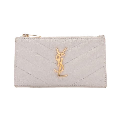 SAINT LAURENT YSL 聖羅蘭 CASSANDRE MATELASSE FRAGMENTS 卡夾 零錢包 白色 牛皮 607915