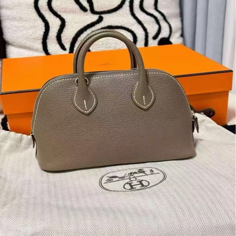 Hermes mini bolide 保齡球包 大象灰 銀扣 山羊皮 G刻