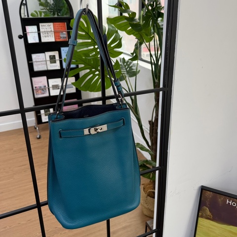 Hermes So Kelly22 孔雀藍內拼深藍 TC皮 愛馬仕