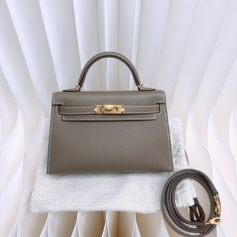 Hermes mini kelly 二代 大象灰金釦 U