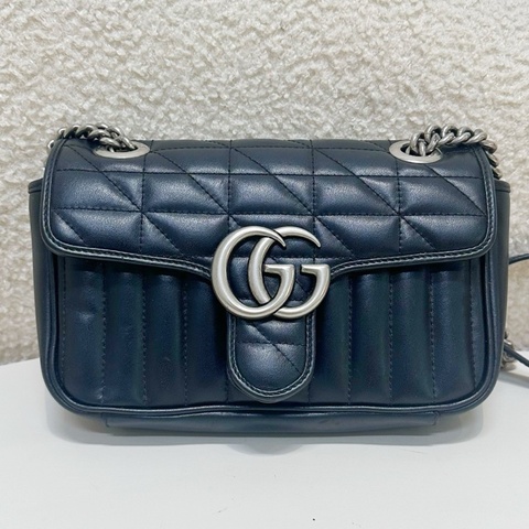 Gucci/古馳  Marmont 雙G字母交織配件竪條斜紋幾何風格設