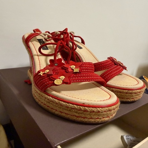 Louis Vuitton 97新編織楔形涼鞋 37號