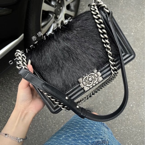 Chanel • 稀有馬毛拼皮Le Boy 25 中號
