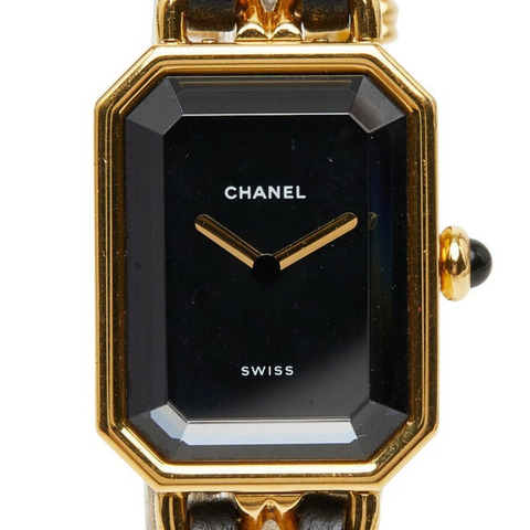 香奈兒 Première M 腕錶 H0001 石英錶 黑色錶盤 鍍金皮革 縵瑪瑙色 女士 CHANEL