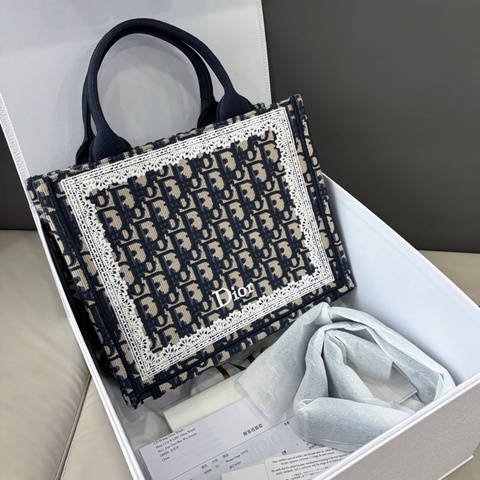 【近新閒置品】Dior 迪奧新款老花小號Book tote肩帶款手提小托特包