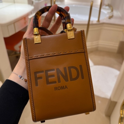 芬迪 Fendi 手袋 焦糖色mini小托特 琺瑯手柄
