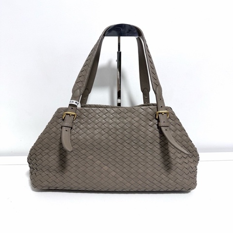 Bottega Veneta 葆蝶家 灰色編織托特包 雙橋 33x21