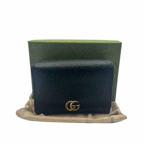 【美收精品】Gucci  GG Marmont 黑色荔枝紋牛皮皮夾 C-833【隔月月中將轉賣至日本 上架期限30天】