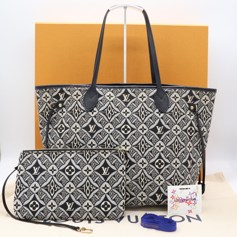 【絕版珍藏】Louis Vuitton 1854 提花黑白灰 Neverfull MM 托特包 媽媽包 通勤包