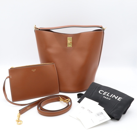 Celine Teen Bucket  棕色光滑牛皮革水桶包 肩背包