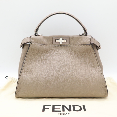 【經典不敗】Fendi 芬迪 Peekaboo 大象灰 荔枝皮革 兩用經典包