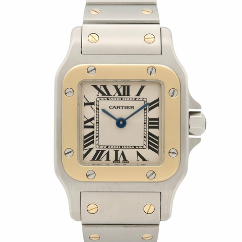 卡地亞 Santos Galbee SM 女士腕錶，18K（黃金）精鋼，銀色，W20012C4