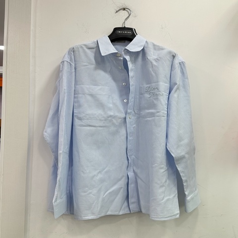 Dior x Denim Tears 字母刺繡長袖襯衫 藍白 38碼