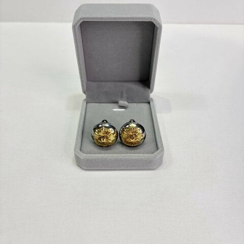 CHANEL Vintage太陽紋雙色耳夾