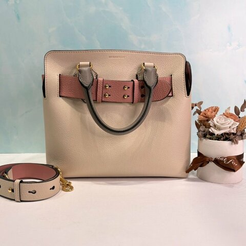 BURBERRY Small三色全皮革拼接皮帶包