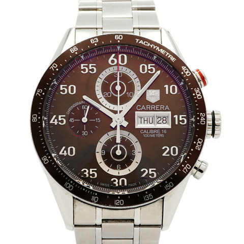 TAG Heuer 豪雅卡萊拉 Calibre 16 日曆星期顯示 CV2A12 棕色錶盤男士腕錶
