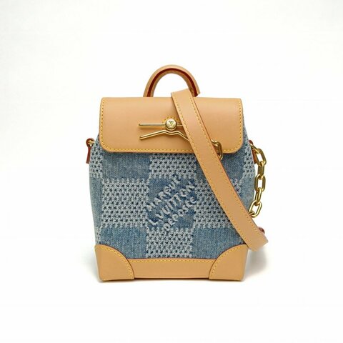 LOUIS VUITTON Steamer手袋Nano牛皮革/牛仔布晶片肩背包