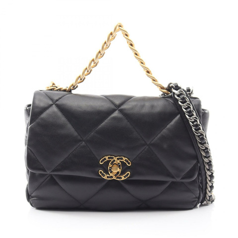 香奈兒 19 dix-neuf 19 Matelasse Combination Metal Fittings 2WAY Shoulder Bag AS1161 Lambskin (sheep leather) Black
