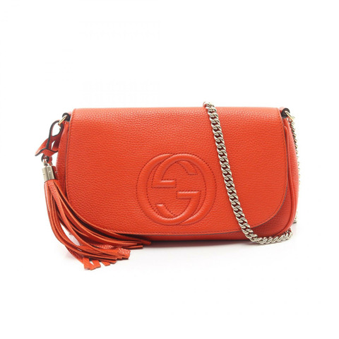 GUCCI Soho 單肩包 336752 皮革 橘色 二手 女士