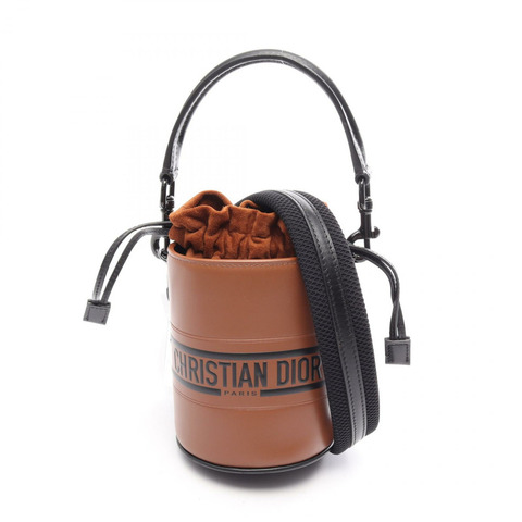 Christian Dior Vibe Microbucket 肩挎斜背包，棕色/黑色皮革