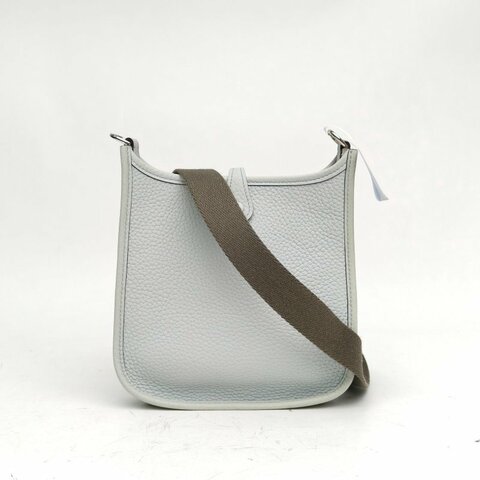 HERMES EvelyneMini16珍珠灰TC皮B刻銀扣肩背包
