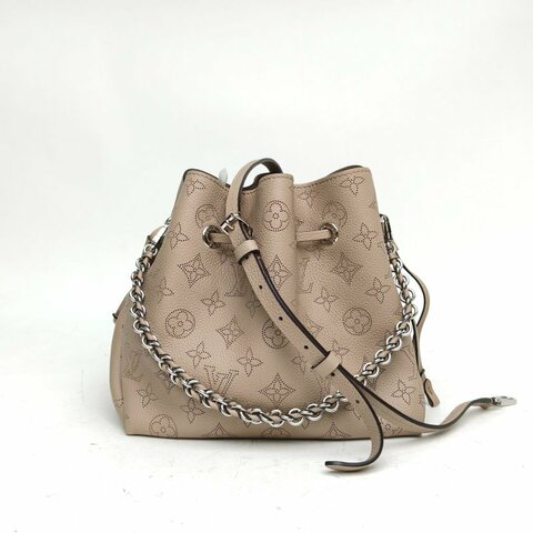 LOUIS VUITTON Bella二合一水桶包大象灰牛皮革銀扣晶片肩背包