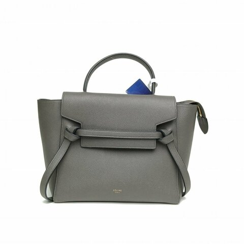 CELINE Belt鯰魚包Micro24深灰牛皮革金扣肩背包