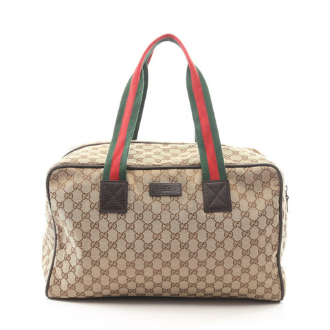 GUCCI GG帆布方形單肩旅行包 153240 帆布皮革 米色 二手