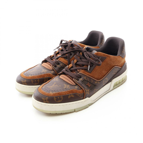 路易威登 LV Trainer 系列 Monogram 帆布運動鞋 #7 1/2 麂皮帆布 二手