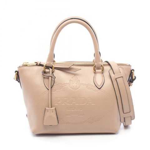 PRADA GLACE'CALF 肩挎斜背包，米色皮革，二手女款