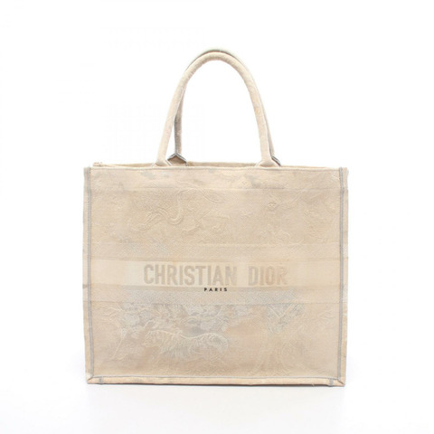 Christian Dior BOOK TOTE 大方形手提包 帆布 米色 灰色 二手 女士