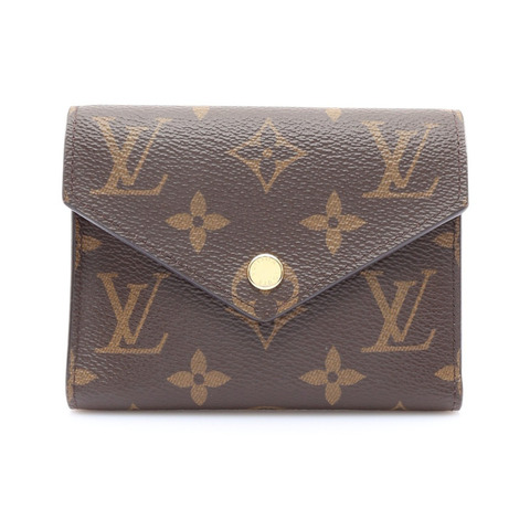 LOUIS VUITTON LV 路易威登 Victorine 扣式短夾 棕色 原花帆布 M41938