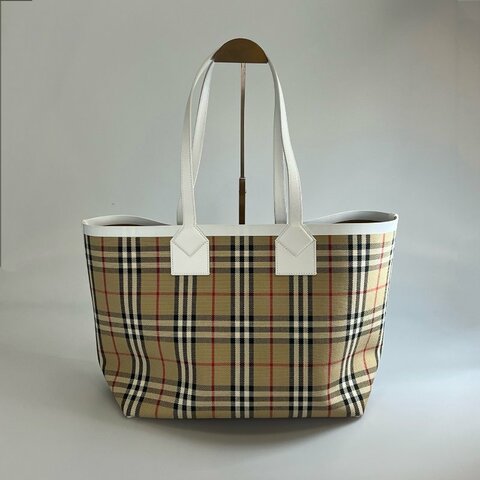 BURBERRY 白邊托特包